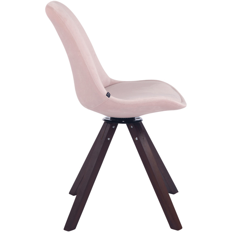 Chaise moderne pivotante en Velours Rose Bois Marron foncé Fenara - 3