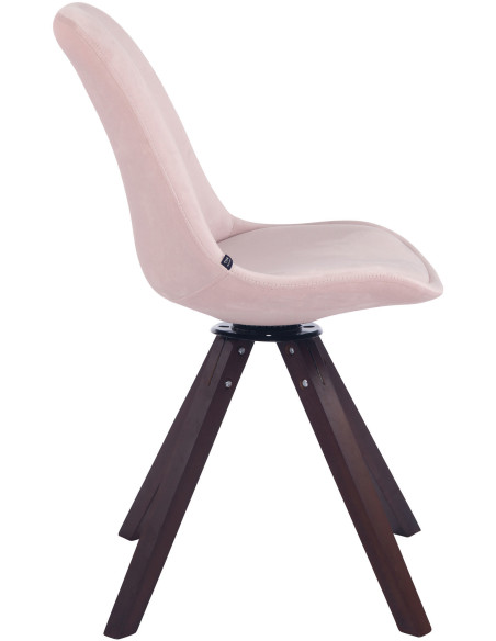 Chaise moderne pivotante en Velours Rose Bois Marron foncé Fenara - 3