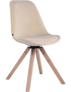 Chaise moderne pivotante en Velours Blanc crème Bois Naturel Fenara - 1