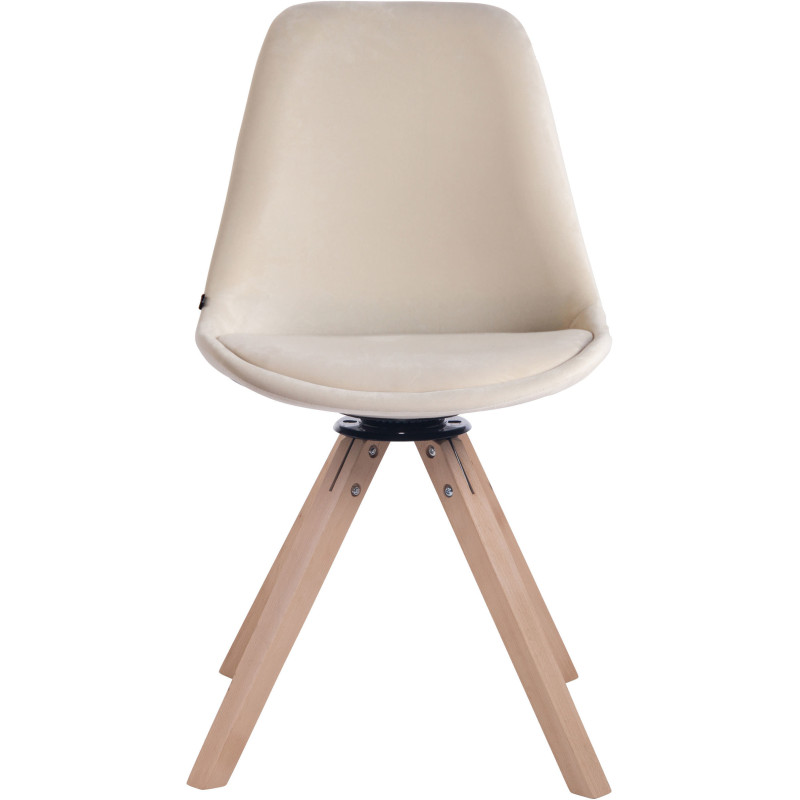 Chaise moderne pivotante en Velours Blanc crème Bois Naturel Fenara - 2