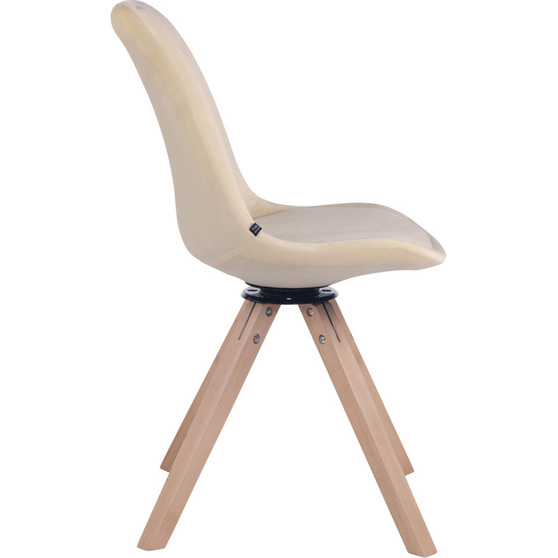 Chaise moderne pivotante en Velours Blanc crème Bois Naturel Fenara - 3