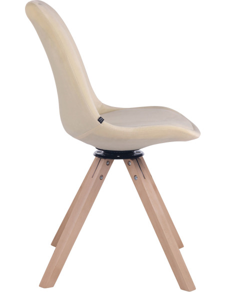 Chaise moderne pivotante en Velours Blanc crème Bois Naturel Fenara - 3