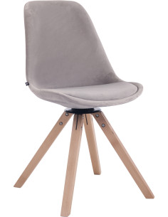 Chaise moderne pivotante en Velours Gris Bois Naturel Fenara - 1