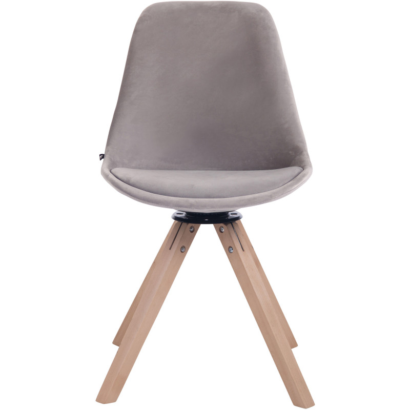 Chaise moderne pivotante en Velours Gris Bois Naturel Fenara - 2