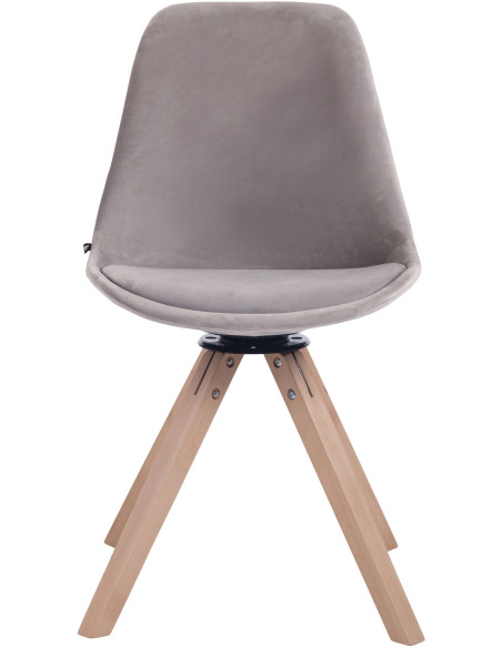 Chaise moderne pivotante en Velours Gris Bois Naturel Fenara - 2