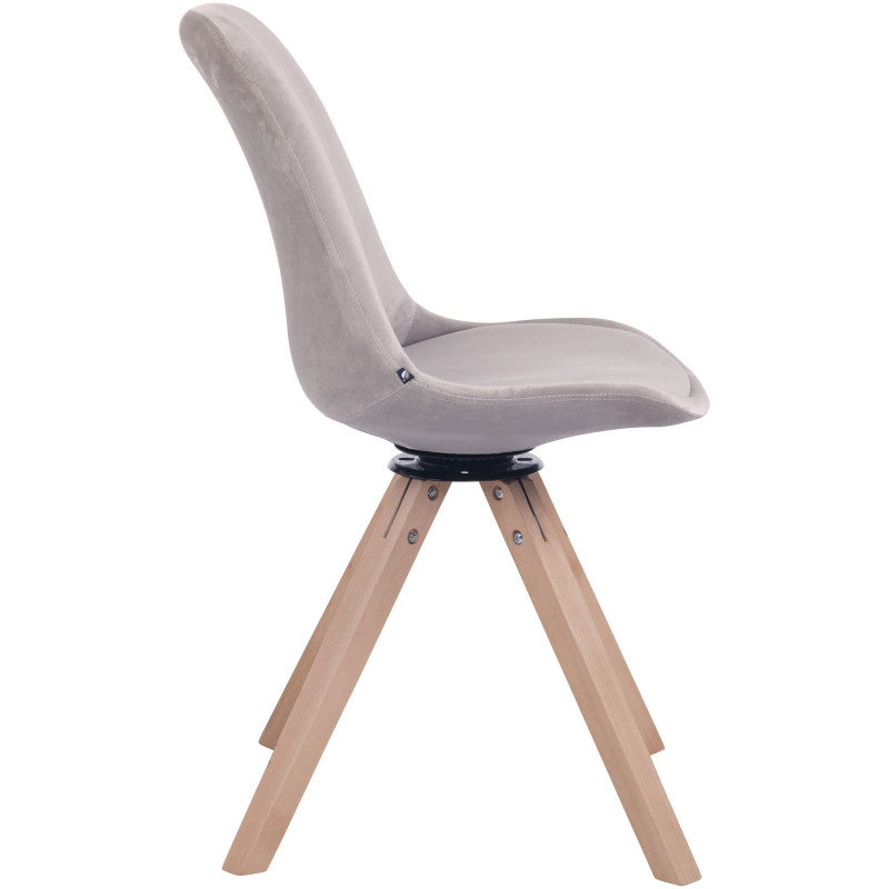 Chaise moderne pivotante en Velours Gris Bois Naturel Fenara - 3