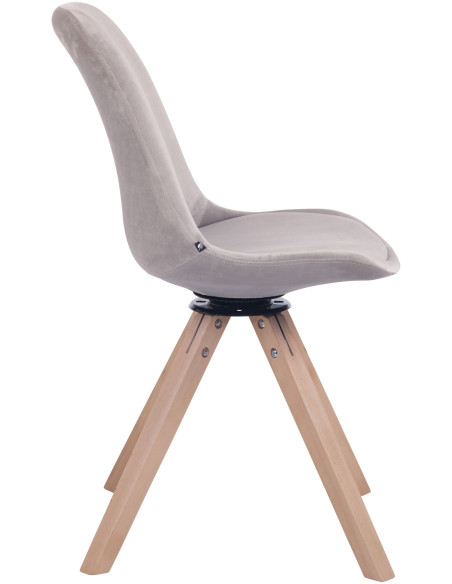 Chaise moderne pivotante en Velours Gris Bois Naturel Fenara - 3