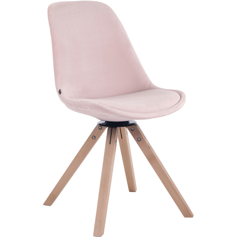 Chaise moderne pivotante en Velours Rose Bois Naturel Fenara - 1