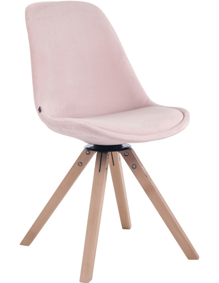 Chaise moderne pivotante en Velours Rose Bois Naturel Fenara - 1