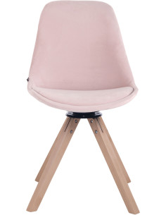 Chaise moderne pivotante en Velours Rose Bois Naturel Fenara - 1 2