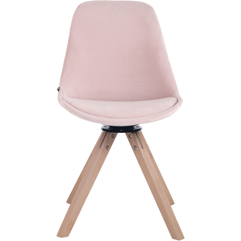 Chaise moderne pivotante en Velours Rose Bois Naturel Fenara - 2
