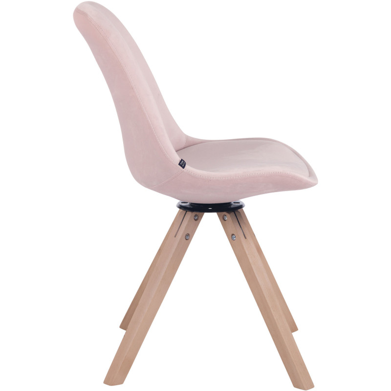 Chaise moderne pivotante en Velours Rose Bois Naturel Fenara - 3