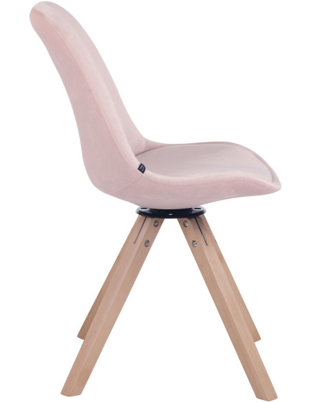 Chaise moderne pivotante en Velours Rose Bois Naturel Fenara - 3
