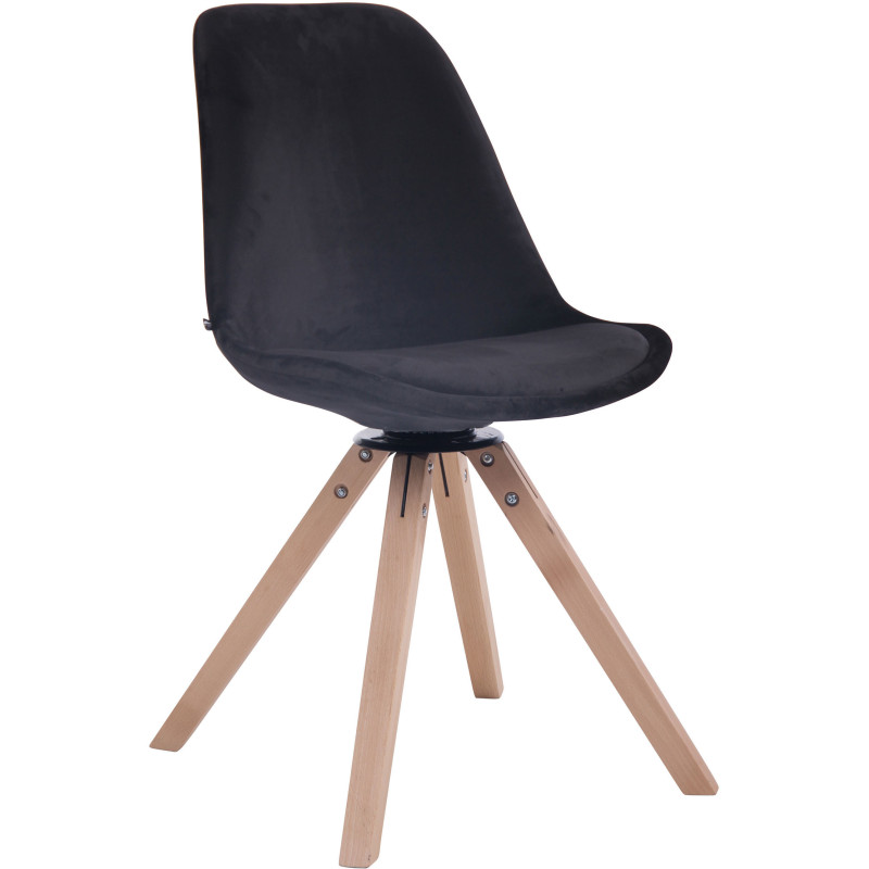 Chaise moderne pivotante en Velours Noir Bois Naturel Fenara  - 1