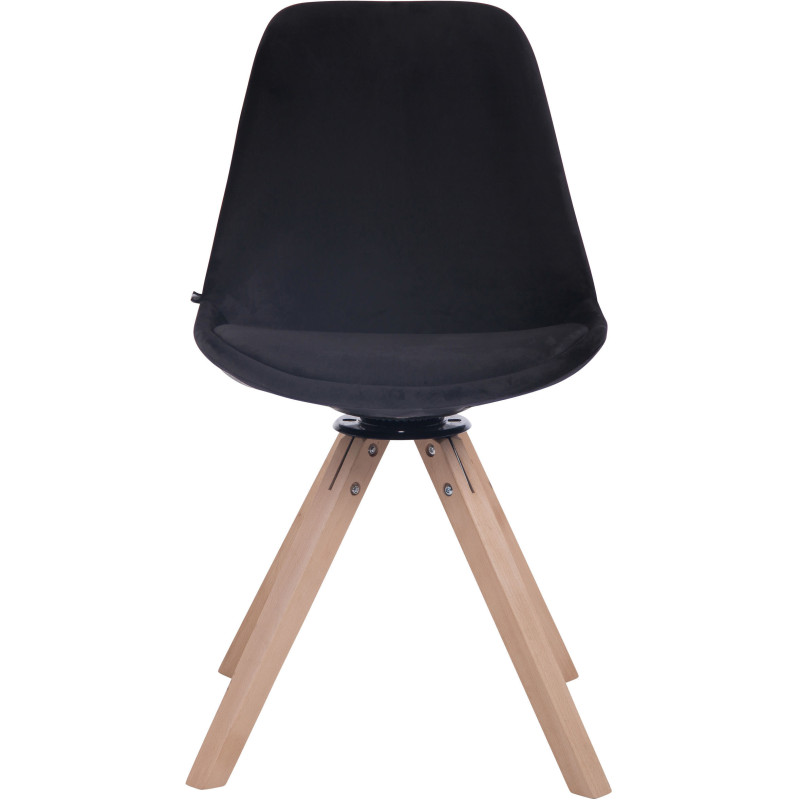 Chaise moderne pivotante en Velours Noir Bois Naturel Fenara  - 2