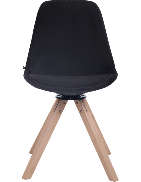 Chaise moderne pivotante en Velours Noir Bois Naturel Fenara  - 2