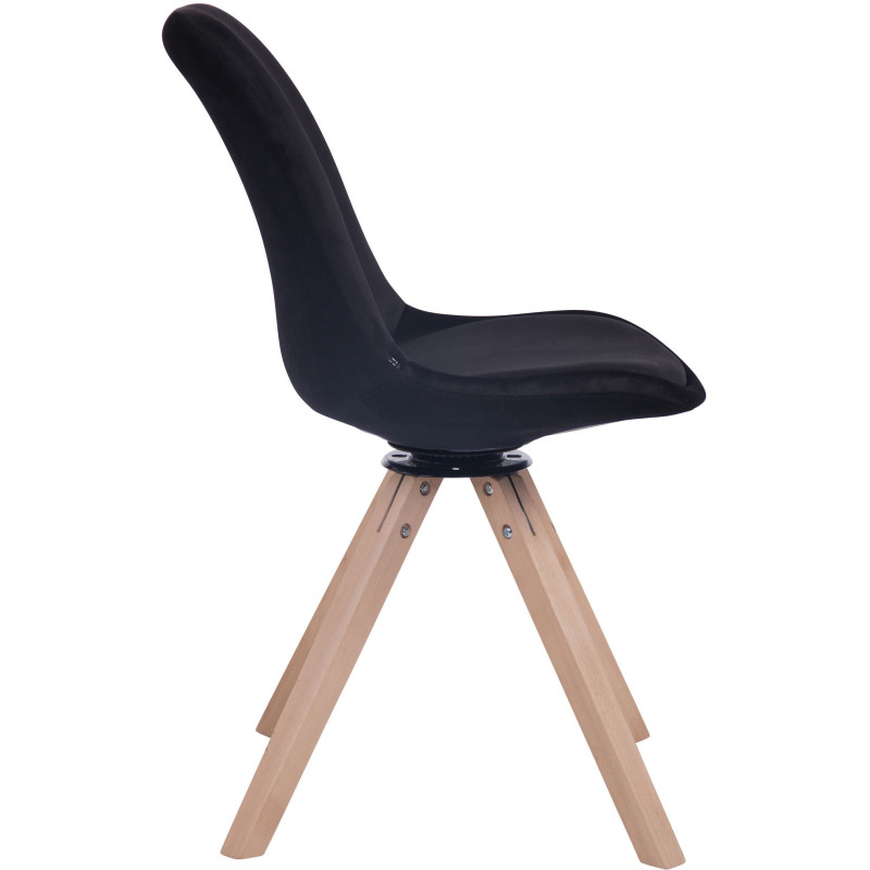 Chaise moderne pivotante en Velours Noir Bois Naturel Fenara  - 3