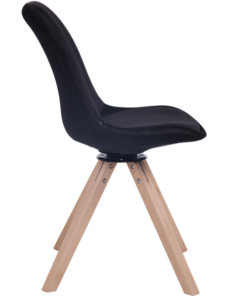 Chaise moderne pivotante en Velours Noir Bois Naturel Fenara  - 3