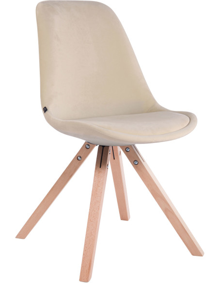 Chaise scandinave moderne en Velours Blanc crème Bois Naturel Solyriss - 1