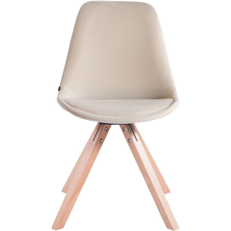 Chaise scandinave moderne en Velours Blanc crème Bois Naturel Solyriss - 2