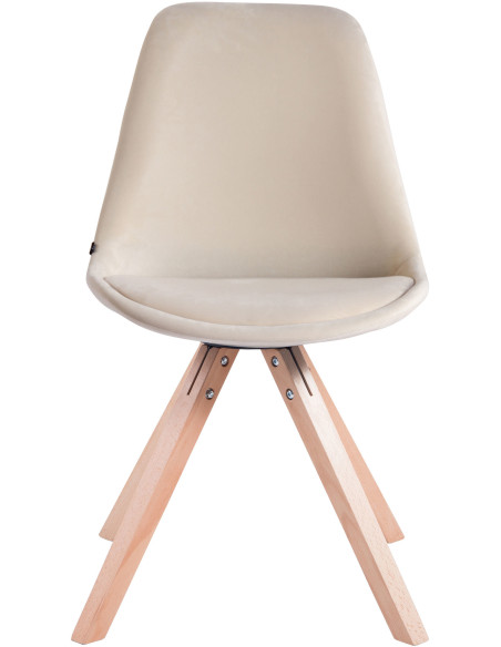 Chaise scandinave moderne en Velours Blanc crème Bois Naturel Solyriss - 2