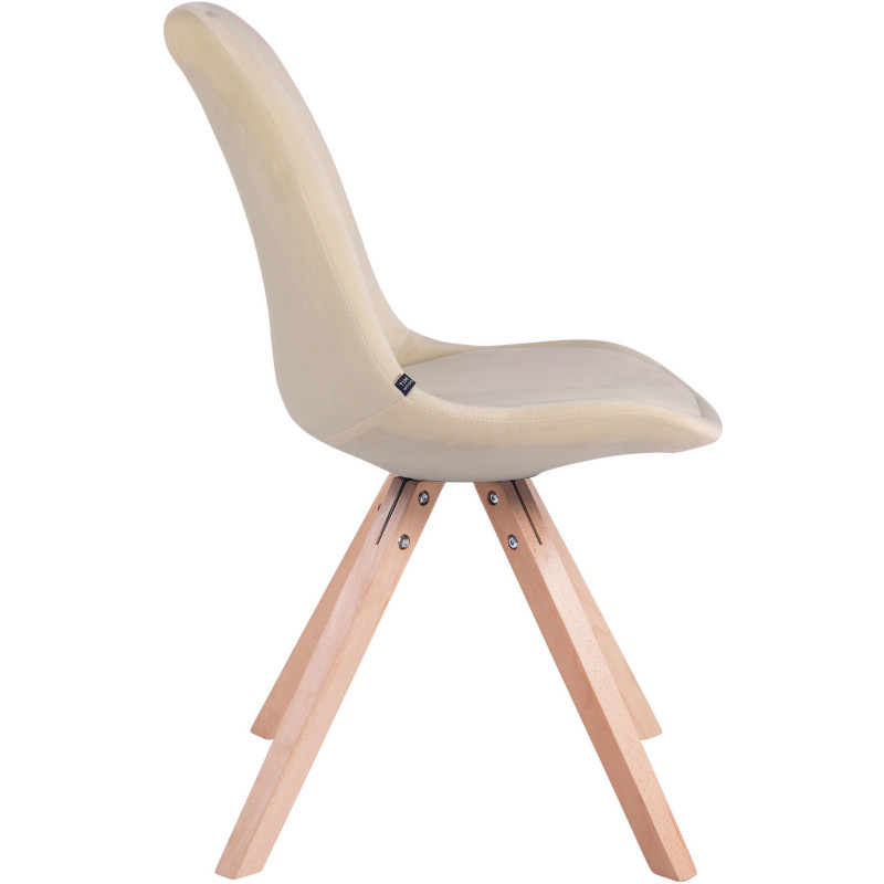 Chaise scandinave moderne en Velours Blanc crème Bois Naturel Solyriss - 3