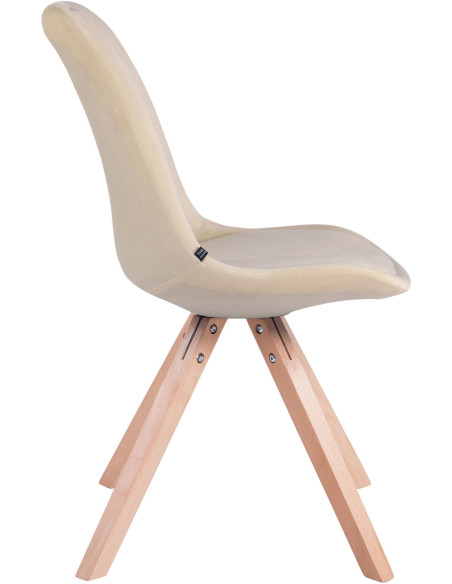 Chaise scandinave moderne en Velours Blanc crème Bois Naturel Solyriss - 3