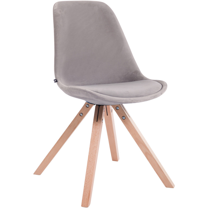 Chaise scandinave moderne en Velours Gris Bois Naturel Solyriss - 1