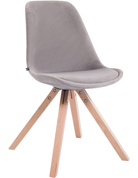 Chaise scandinave moderne en Velours Gris Bois Naturel Solyriss - 1