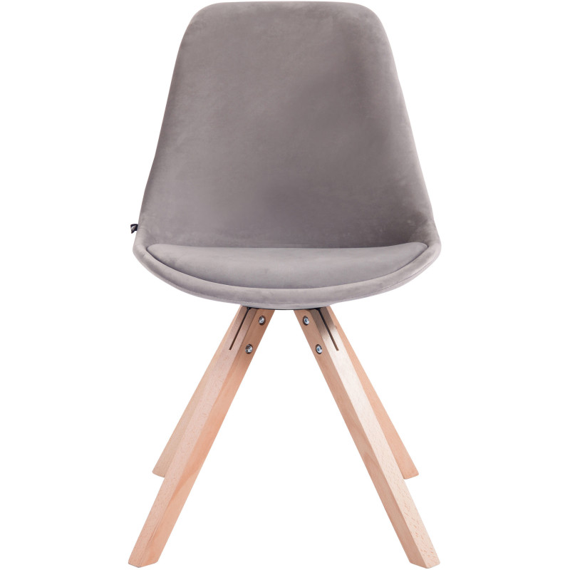 Chaise scandinave moderne en Velours Gris Bois Naturel Solyriss - 2