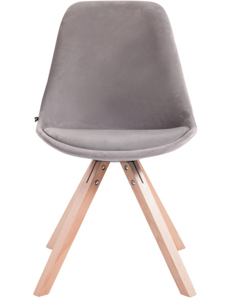 Chaise scandinave moderne en Velours Gris Bois Naturel Solyriss - 2