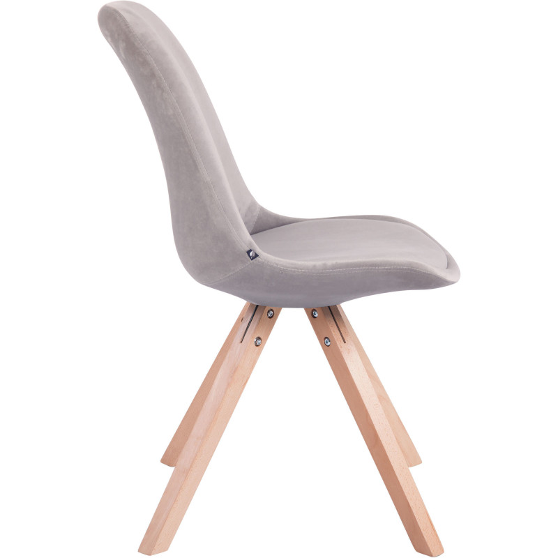 Chaise scandinave moderne en Velours Gris Bois Naturel Solyriss - 3