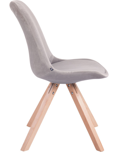 Chaise scandinave moderne en Velours Gris Bois Naturel Solyriss - 3