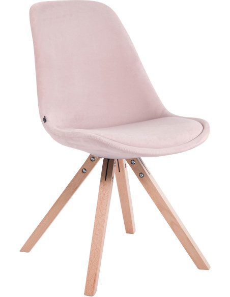Chaise scandinave moderne en Velours Rose Bois Naturel Solyriss - 1