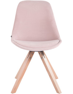 Chaise scandinave moderne en Velours Rose Bois Naturel Solyriss - 1 2