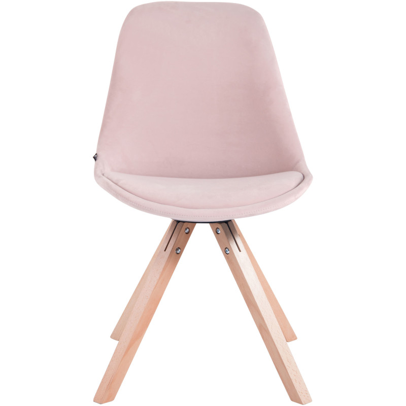 Chaise scandinave moderne en Velours Rose Bois Naturel Solyriss - 2