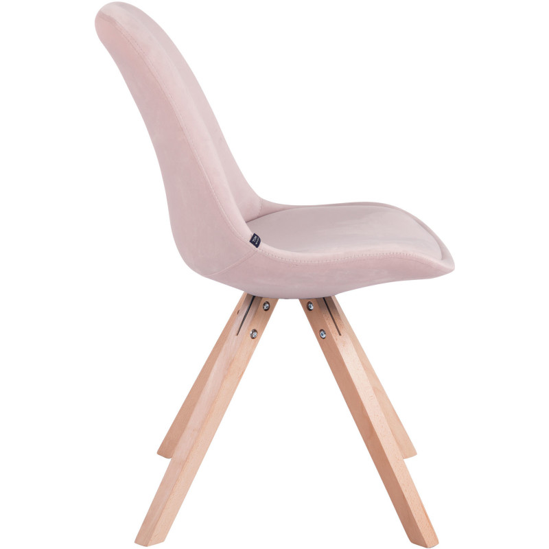 Chaise scandinave moderne en Velours Rose Bois Naturel Solyriss - 3