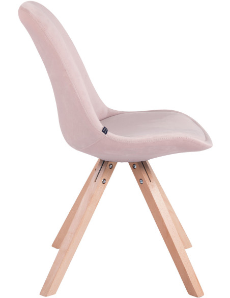 Chaise scandinave moderne en Velours Rose Bois Naturel Solyriss - 3
