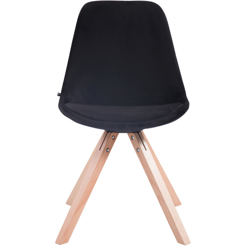 Chaise scandinave moderne en Velours Noir Bois Naturel Solyriss  - 2