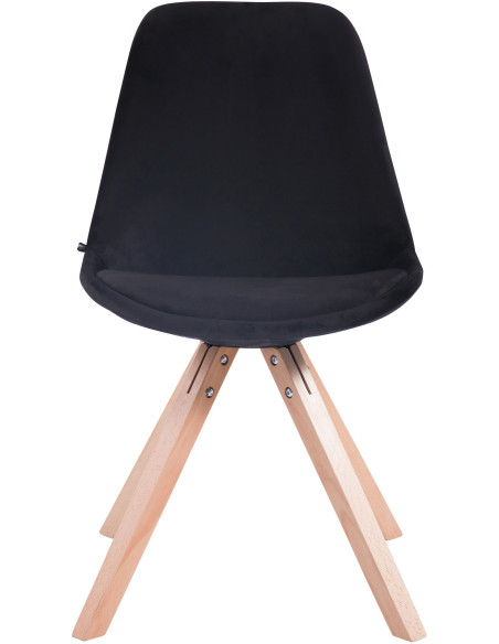Chaise scandinave moderne en Velours Noir Bois Naturel Solyriss  - 2