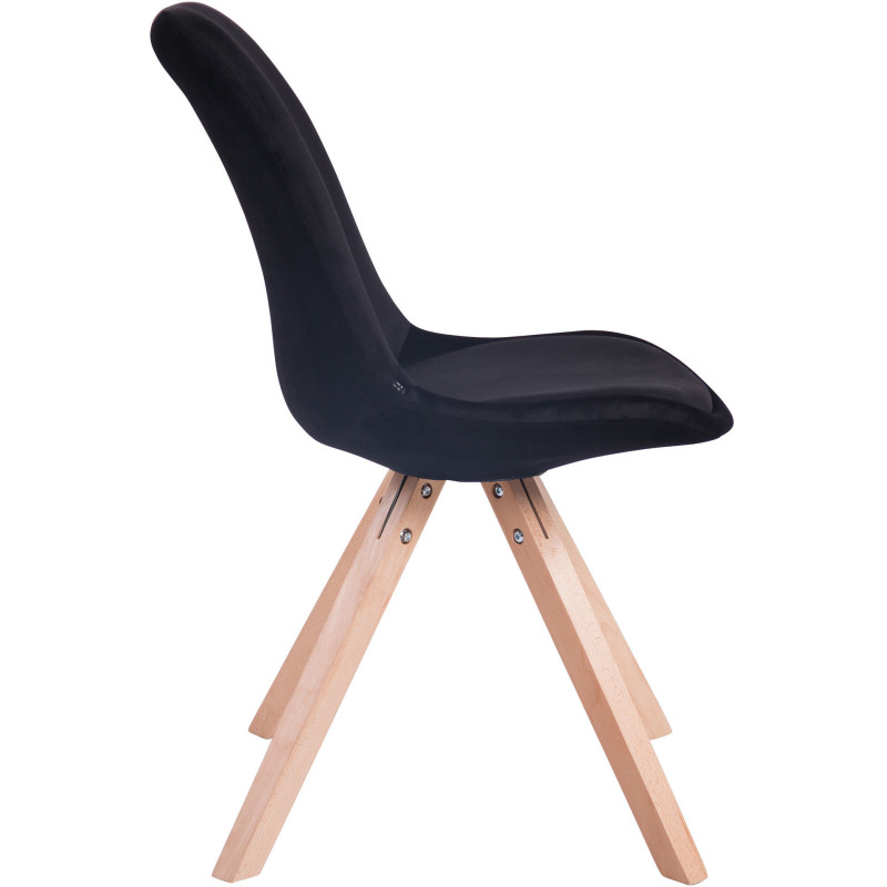 Chaise scandinave moderne en Velours Noir Bois Naturel Solyriss  - 3