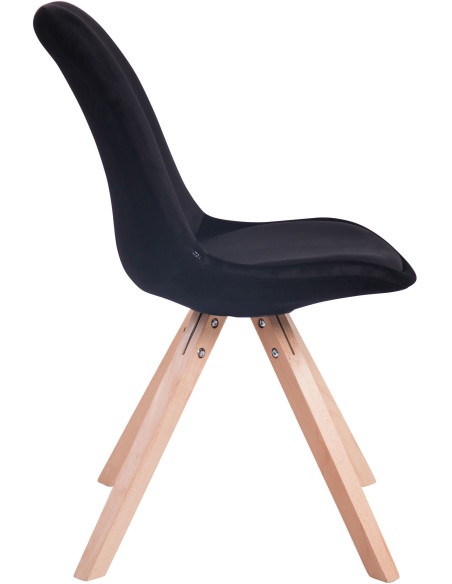 Chaise scandinave moderne en Velours Noir Bois Naturel Solyriss  - 3