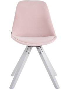 Chaise scandinave moderne en Velours Rose Bois Blanc Solyriss - 1 2