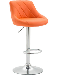Tabouret de bar moderne chic en Polyuréthane Orange Métal Argenté Zerion - 1