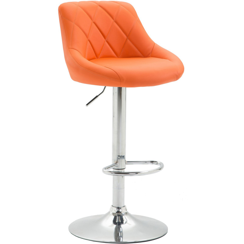 Tabouret de bar moderne chic en Polyuréthane Orange Métal Argenté Zerion - 1