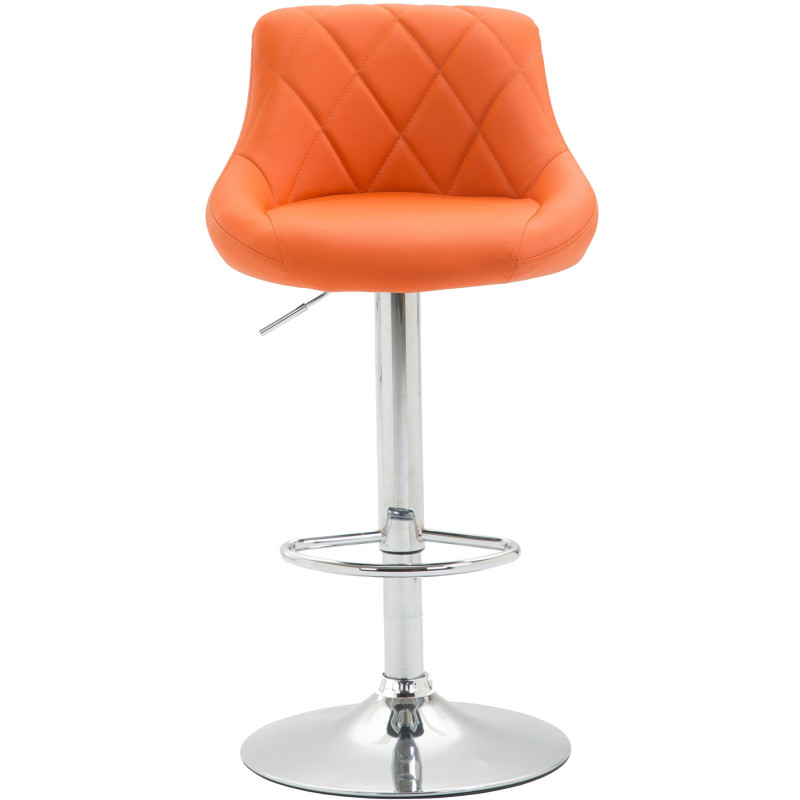 Tabouret de bar moderne chic en Polyuréthane Orange Métal Argenté Zerion - 2