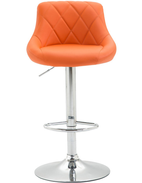 Tabouret de bar moderne chic en Polyuréthane Orange Métal Argenté Zerion - 2