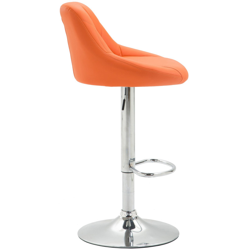 Tabouret de bar moderne chic en Polyuréthane Orange Métal Argenté Zerion - 3