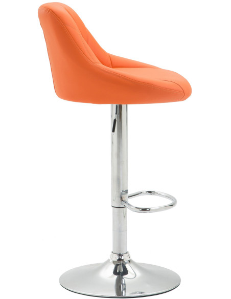 Tabouret de bar moderne chic en Polyuréthane Orange Métal Argenté Zerion - 3