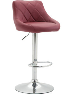 Tabouret de bar moderne chic en Polyuréthane Rouge bordeaux Métal Argenté Zerion - 1